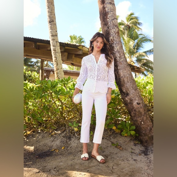 Laura White Trim Slim Leg Capris Size 14 - Picture 3 of 10